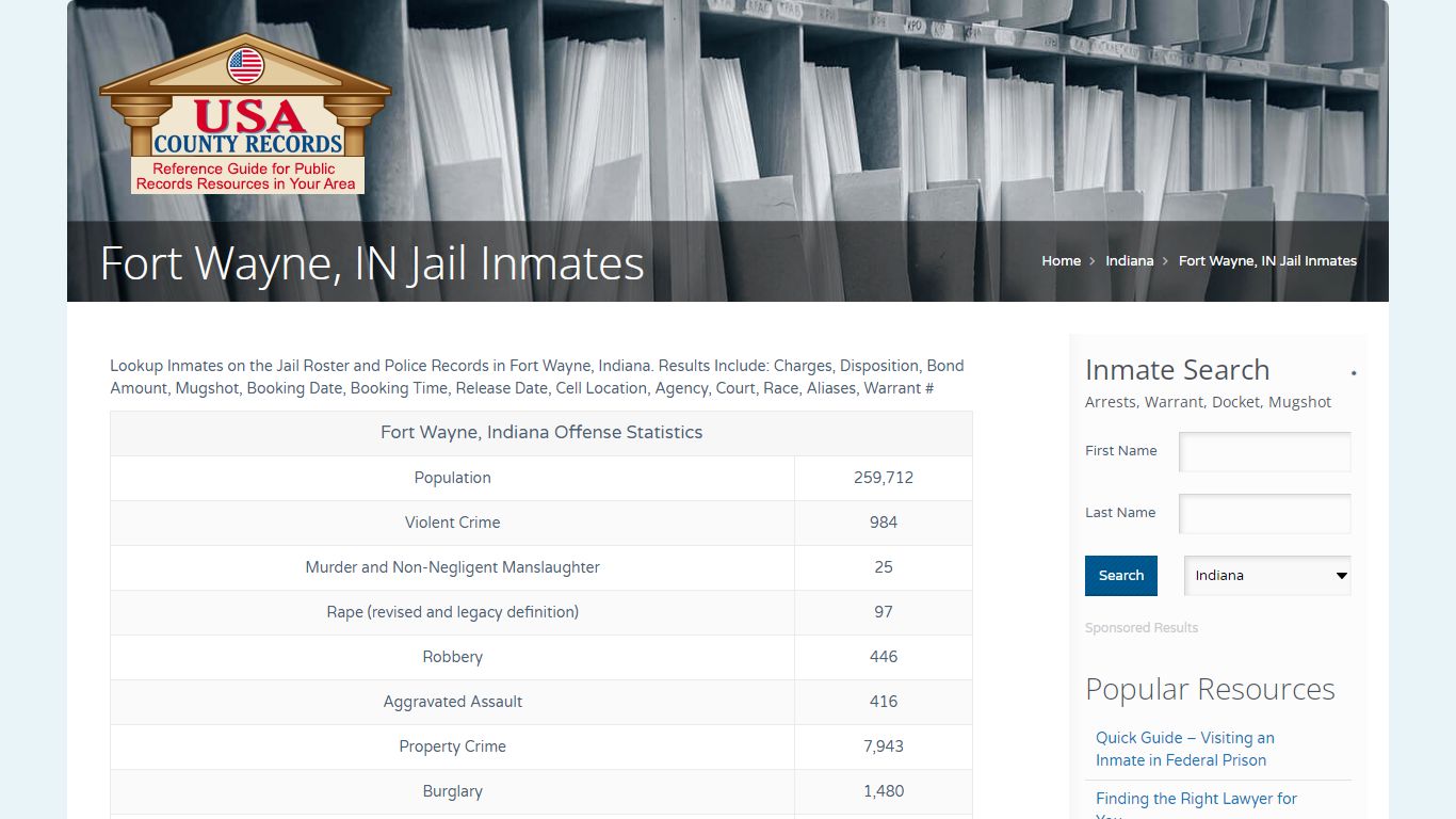 Fort Wayne, IN Jail Inmates | Name Search